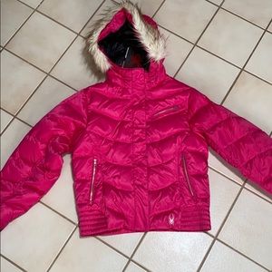 SOLD SPYDER Bomber Down Puffer Ski Snow Jacket Hot Pink